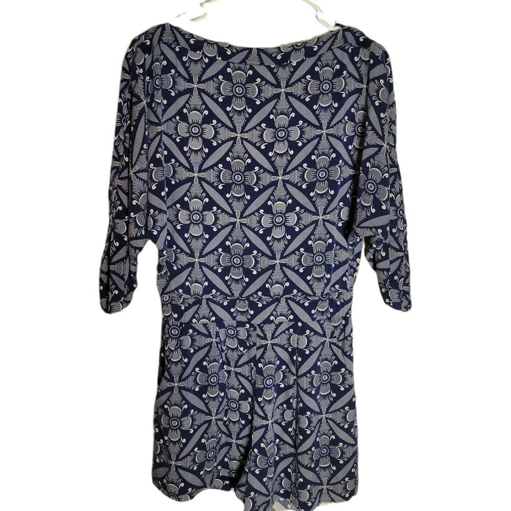 Diane von furstenberg blue floral summer romper‎ dress 2 small